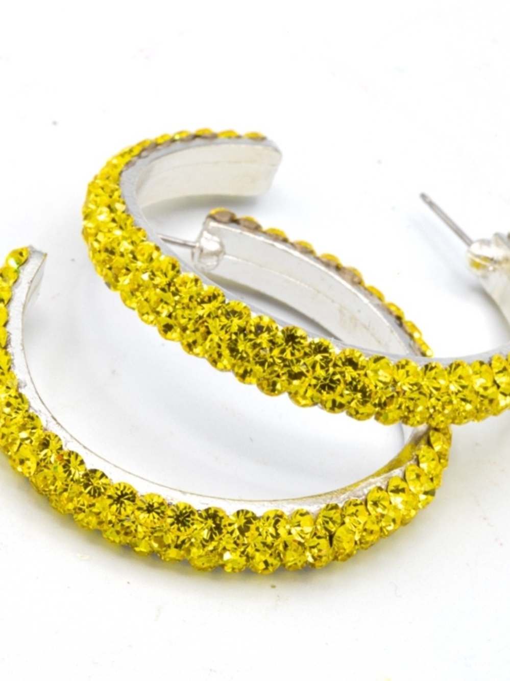 Yellow Crystal Hoop Earrings - Sparkling Women's Fashion Jewelry
